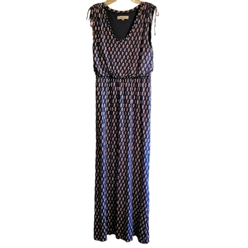 LOFT Womens With Blue Red And White Geomertic Design maxi dress, Size S
